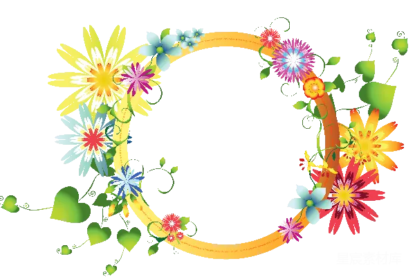 元素素材 彩色花卉圆形框架