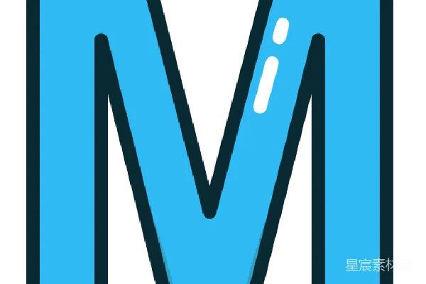 元素素材 蓝色渐变字母M