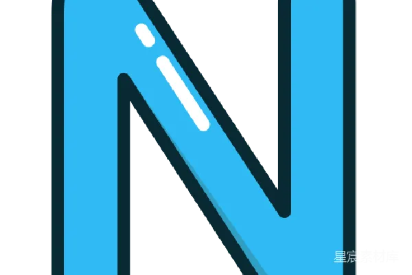 元素素材 蓝色渐变字母N