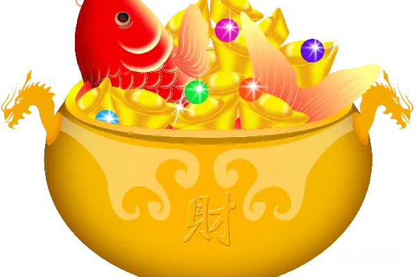 元素素材 金元宝和红鲤鱼的装饰