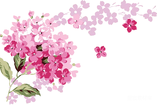 元素素材 粉红色花朵的剪影艺术