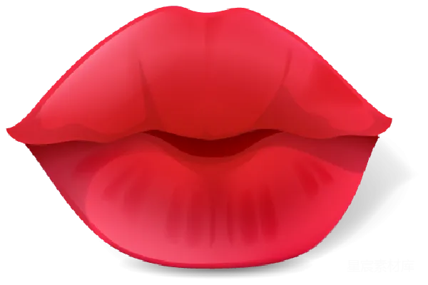元素素材 红色嘴唇剪影插画