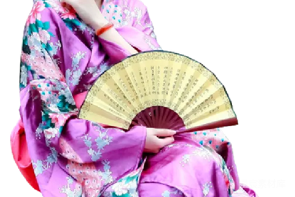 元素素材 身穿和服的女子手持扇子