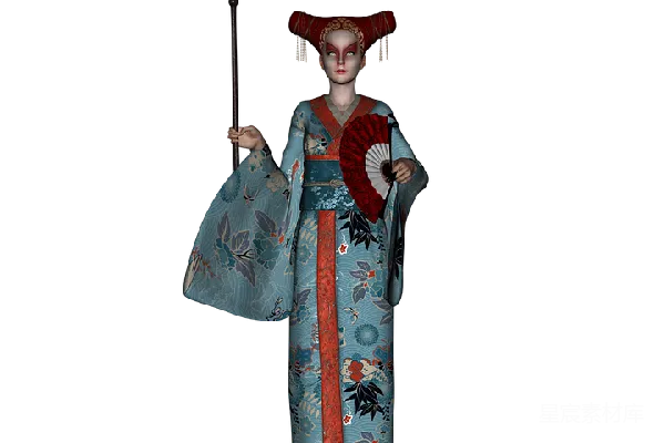 元素素材 和服中的古典女性