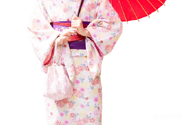 元素素材 身穿和服的女子手持红色油纸伞