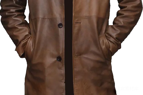 元素素材 经典棕色长款皮夹克