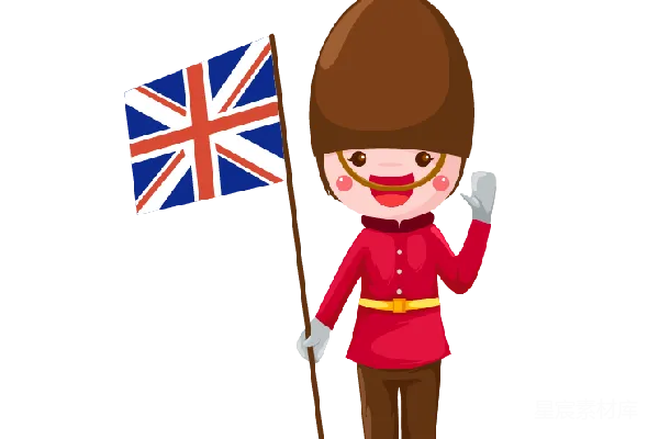 元素素材 卡通英伦卫兵与英国国旗