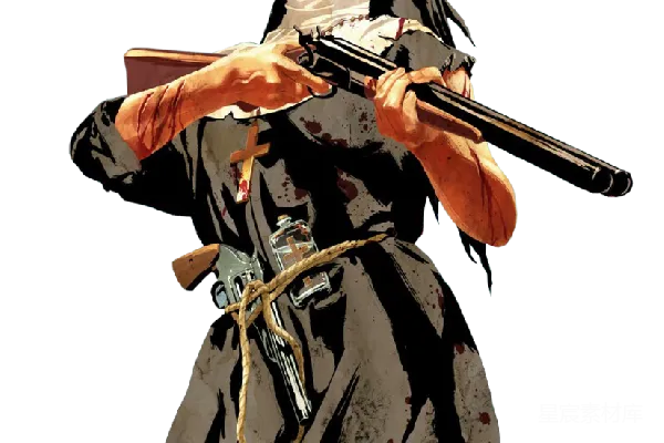 元素素材 血色修女：手持武器的神秘女性