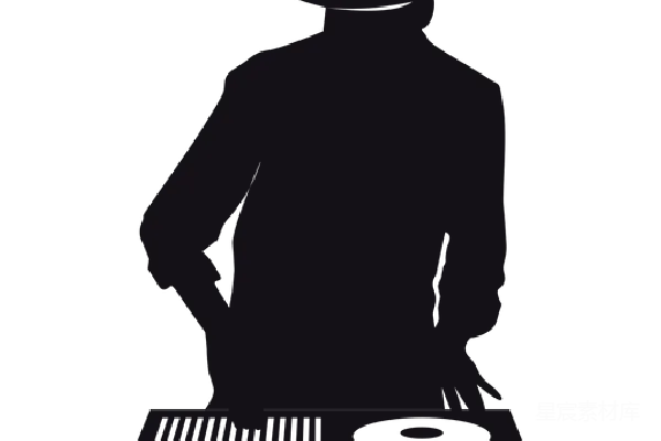 元素素材 DJ剪影与唱片机