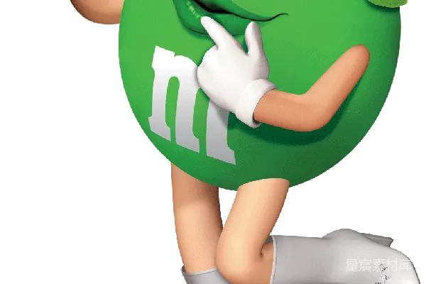 元素素材 M&M's绿色角色跳舞的卡通形象
