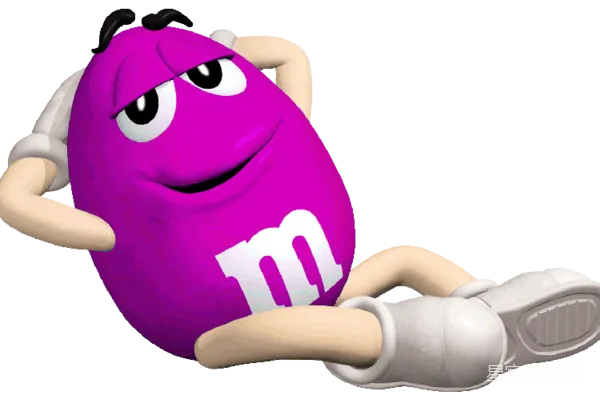 元素素材 紫色的M&M巧克力角色做瑜伽