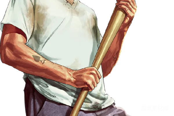 元素素材 手持棒球棒的男子插画