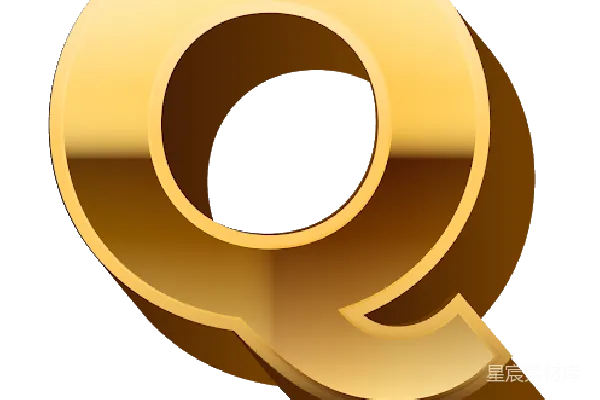 元素素材 金色Q字母图标