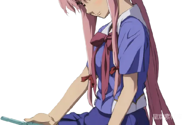 元素素材 动漫少女在玩手机